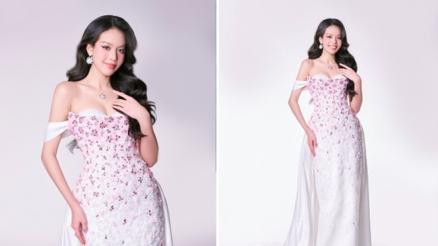 Thanh Thuy reveals evening gown for Miss International finale